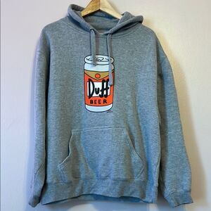 Universal Studios The Simpsons Duff Beer Can Holder Gray Hoodie Size Medium